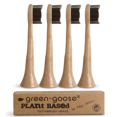 green-goose® Sonicare Bioplastic Opzetborstels - 4 Stuks - Plant-based Materiaal - Houtskool Haren - BPA-vrij