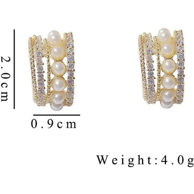 Nieuwe Mode Koreaanse Kristal Imitatie Parel Oorbellen voor Vrouwen Gouden Kleur Metaal C Vorm Oorbellen Feest Vintage Sieraden Meisjes Gi beige