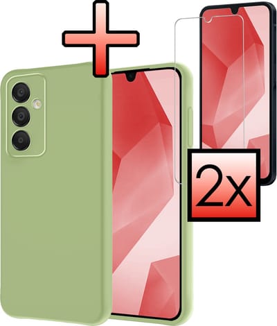 Hoesje - Met 2x Screenprotector - Geschikt voor Samsung Galaxy A16 - Sterk & Shockproof - Back Cover - Siliconen Case - Telefoon Hoes - Groen