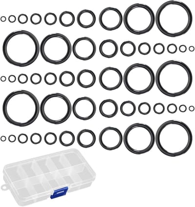 50 Stuks Keramische Gidsringen voor Hengels, 10 Maten van 3.8mm tot 29.8mm, Inclusief Transparante Opbergdoos voor Hengelsport Accessoires