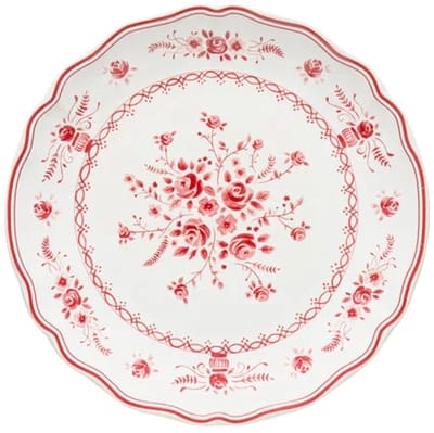 Costa Nova Portugees Aardewerk Gebaksbordje 17cm Vila Wit Rood met bloemen