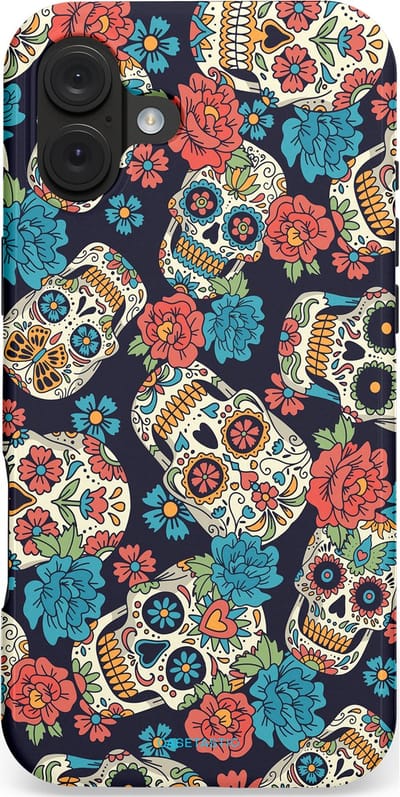 Casetastic hoesje geschikt voor Apple iPhone 16 Plus - MagSafe - Dubbellaagse bescherming - Catacombe carnaval - Fashion Case - Taupe Donkergrijs Petrol Grijs