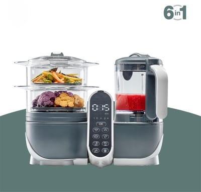 SVN®Stoomkoker baby - Stomer en Blender - 6-in-1 Multifunctionele Baby Cooker - Grijs -40cmx 25cm x 32cm; 3.8 kg