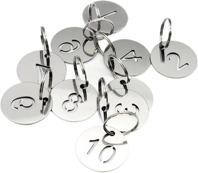 Roestvrijstalen Labels - Nummertags Sleutelhangers - Organisatie & Nummering - Opengewerkt Plaatontwerp - 30 mm Rond 1-200 - Zilver