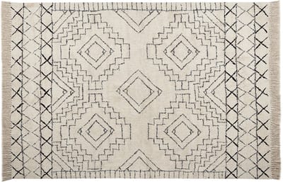 ZEYNE - Laagpolig vloerkleed - Beige - 140 x 200 cm - Katoen