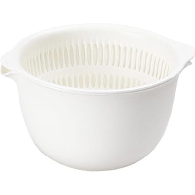 Dubbellaags groentewasbekken Plastic vergiet Groentemand voor keuken woonkamer white