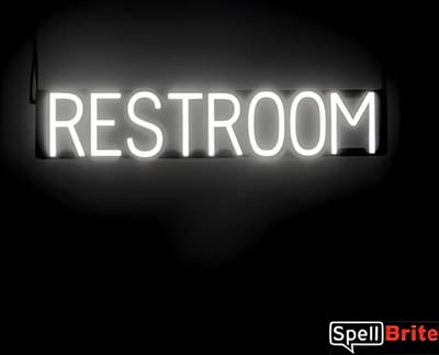RESTROOM - Lichtreclame Neon LED bord verlicht | SpellBrite | 83 x 16 cm | 6 Dimstanden - 8 Lichtanimaties | Reclamebord neon verlichting