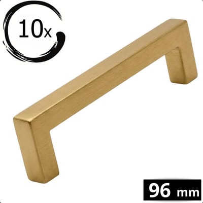 10X Handgrepen RVS Goud 96mm Boormaat - Greepjes - Handgreep - Handgrepen keukenkastjes - Handvatten - Meubelgreep Goud - Handgrepen voor deurtjes
