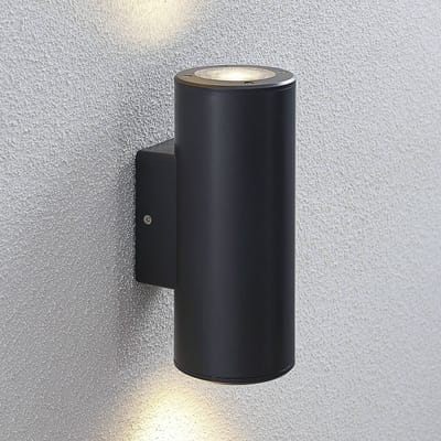 Lindby - Wandlamp buiten - 2lichts - Polycarbonaat, ABS - H: 21.5 cm - GU10 - donkergrijs (RAL 7024)