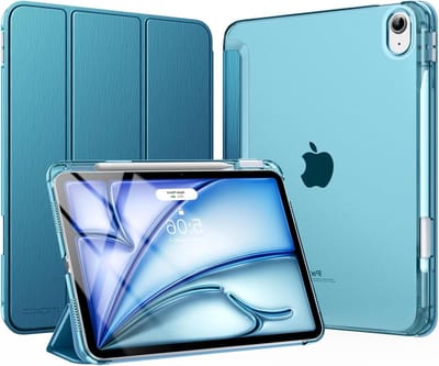 iPad Air 11 inch Hoes met Pencil Houder, Slimme Trifold Cover met Hard PC Achterkant, Geschikt voor 5e/4e Generatie 2022/2020, Franse Blauwe Kleur