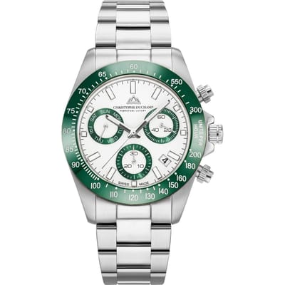 Christophe Duchamp Grand Mont Ceramic Silver Green – Luxe Herenhorloge – Zilver/Groen Design
