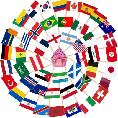 Vlaggetjes Tandenstokers - Cocktailprikkers - 200 Stuks - Wereldvlaggen 48 Landen - WK 2026 & EK Voetbal - Eurovisie 2026 - Cupcake Toppers - Borrelprikkers - Feest Decoratie - Olympische Spelen - Landen Vlaggetjes - Party Prikkers - Pub
