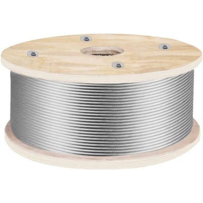 VEVOR 152mx4,8mm Staalkabel 1x19 Constructie Staalkabel T316 Roestvrij Staal Gepolijst Oppervlak Draadkabel 1905,1kg Breeksterkte Roestvrij Staal Touw voor Waslijnen Trapleuningen Tuinhekken Scheepsbouw