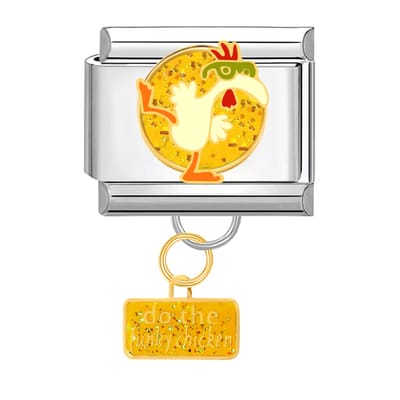 Quiges - Schakel - Bedel - 9mm - charms - Funky-Huhn-Anhänger - Geschikt voor - armband - Schakelarmband - italy bedels armband