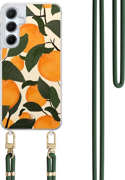 Casimoda® hoesje met koord - Geschikt voor Samsung A55 - Orange Garden - Afneembaar koord - TPU/polycarbonaat - Multi