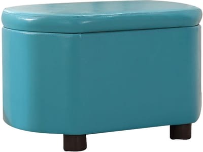 Opbergbank Kubus - Voetenbankje Kruk - Extra Opbergruimte - Met Deksel - 50x32x32 cm - Blauw