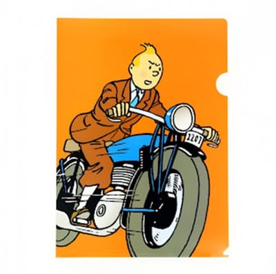 Kuifje op een motorfiets - Kuifje A4 Plastic Map - Tintinimaginatio - 22 x 30 cm