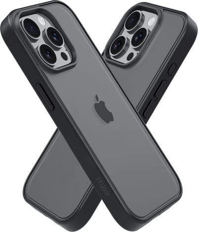 IYUPP Hoesje Geschikt voor iPhone 14 Pro Max Hoesje - Shockproof Back Cover - Mat Zwart Transparant