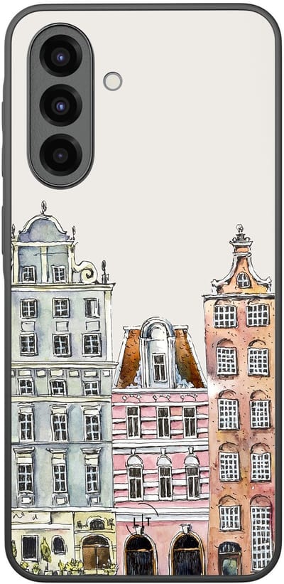 Leuke Telefoonhoesjes - Hoesje geschikt voor Samsung Galaxy A36 - Grachtenpandjes - Backcover zwart - Print / Illustratie - Multi