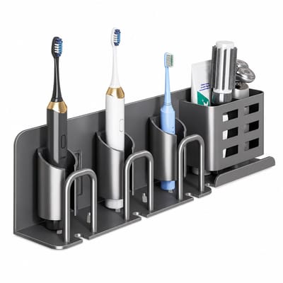 VHV - Tandenborstelhouder - Badkamer organizer - Elektrische tandenborstel houder - Wandrek zonder boren - Voor wastafel douche en badkamer - Driepersoonsmodel