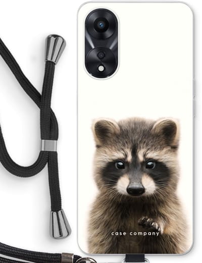 Case Company® - Hoesje met koord geschikt voor Oppo A78 5G hoesje met Koord - Rocco - Telefoonhoesje met Zwart Koord - Bescherming aan alle Kanten en Over de Schermrand