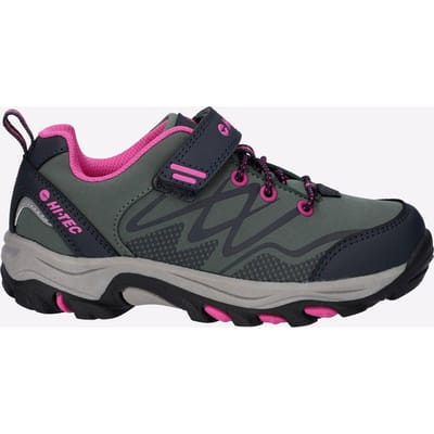 Hi-Tec Blackout Low Polyester Soft Shell Meisjes Donkere Bos/India Inkt/Roze Wandelschoenen