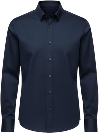 OMBRE Overhemd - Slim Fit - Katoen - Lange Mouw Marine S