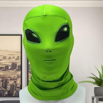 Buitenaards hoofddeksel, perfect voor cosplaykostuums, feesten, maskeradeballetten en andere speciale gelegenheden, voorzien van een cool 3D digitaal geprint masker. M groen