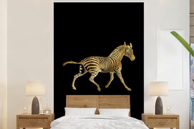 Behang - Fotobehang Zebra - Vintage - Goud - Breedte 160 cm x hoogte 240 cm