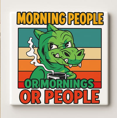 Morning People or Mornings or People Tegel – Grappige 15x15 cm Keramische Muurdecoratie | Hilarisch Cadeau voor Koffieliefhebbers & Kantoordecoratie