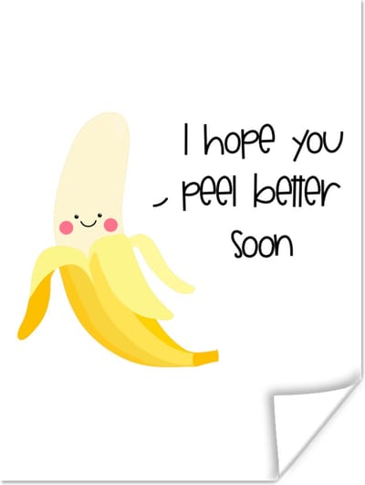 Poster Sterkte - Quotes - Fruit - Bananen - 120x160 cm XXL