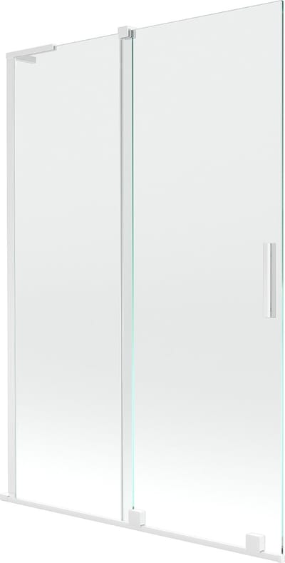 Mexen Velar L badwand 2-delige schuifbare 120 x 150 , transparant, wit - 896-120-003-01-20