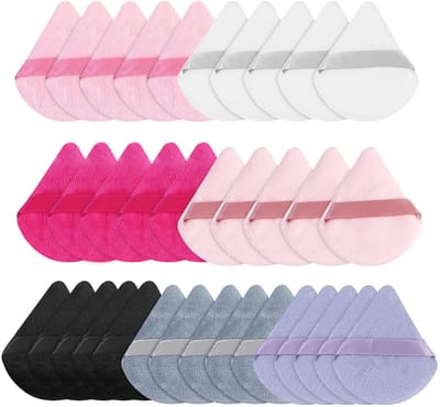 Dailygoods- Make-upkwasten Set 35 Stuks - Driehoekige Poederkwasten - Make-up Sponsjes - Wasbaar - Herbruikbaar - Voor Poeder/Foundation - Make-upspons