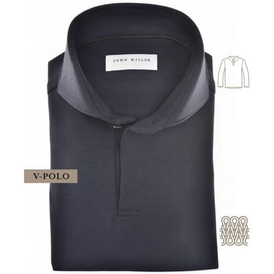 John Miller Polo Solid Color Jersey Long Sleeve Donker Blauw / male