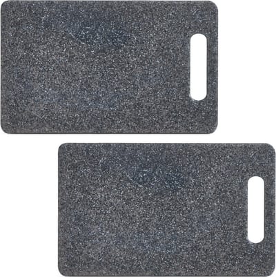 Zeller Keuken voedsel snijplank - 2x - antraciet - kunststof - 25 x 15 cm - Snijplanken