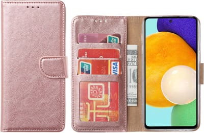 Samsung Galaxy A53 hoesje bookcase met pasjeshouder - Samsung A53 booktype hoesje - Rosé Goud