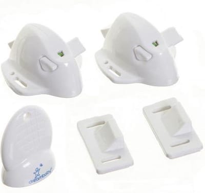 Dreambaby Zelfklevend Magneetslot (2 + 1 Key) - Kinderslot voor Keukenkastjes - Onzichtbare Kinderbeveiliging met Magneetsleutel