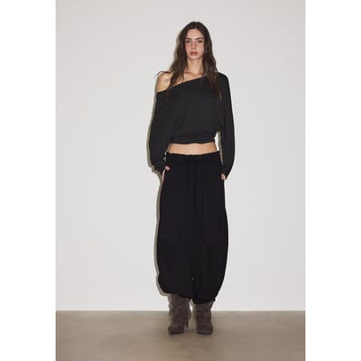 Stradivarius Asymmetrisch T-shirt met ceintuureffect  Zwart XS
