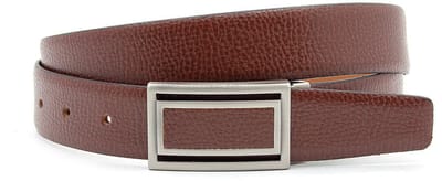 Heren pantalonriem rood bruin met plaatgesp - 3 cm breed - Leer - Pantalon riem - Verstelbaar - Maat 90