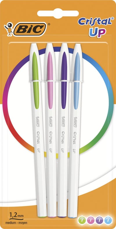 Bic balpen Cristal Up Fun, blister van 4 stuks in geassorteerde kleuren