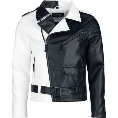 Gothicana by EMP - Gothic Kunstlederen jas - Jack in zwart en wit - XL tot XXL - voor Mannen - zwart-wit