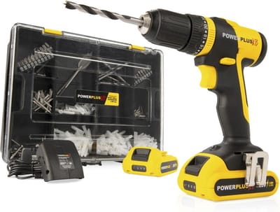 Powerplus Accu klopboormachine POWXB10070 - 3 in 1: boren hamerboren en schroeven, 20 V boormachine, 30 Nm, Links en rechts schroeven, Incl. 2 accu's 1.5 Ah en 1 lader, 362 accessoires