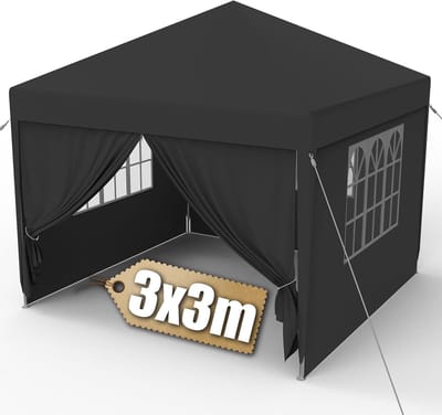 Tuinpaviljoen Waterdicht - Feesttent Robuust - Buitenfeesten Organiseren - Met Afneembare Zijwanden - 3x3 Meter - Antraciet