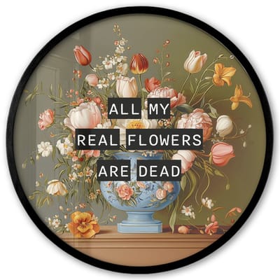 Poster in lijst Rond - Fotolijst 40x40 cm - Posters - Bloem - Quote - Vintage - Art - Ronde posterlijst zwart - Decoratie - Wanddecoratie woonkamer - Muurdecoratie slaapkamer