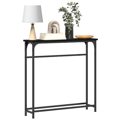 vidaXL - Wandtafel - Zwart - Eiken - 75 - x - 19,5 - x - 75 - cm - Bewerkt - hout