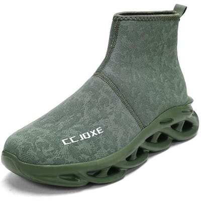 Nieuwe Lente High Top Sok Sneakers Heren Trendy Dikke Zool Sport Schoenen Mesh Ademend Hardloopschoenen Grote Maat Wandelen Herenschoenen 44 groen