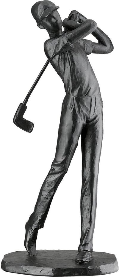 sculptuur golf afslag - zwart sportbeeld - golfsport - polyresin - 6x10x20 cm
