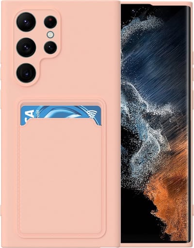 LuxeBass Hoesje geschikt voor Samsung S22 Ultra - Siliconen hoesje - Licht Roze - Pasjeshouder- telefoonhoesjes - gsm hoesje - telefoonhoes - telefoonhoes - gsm hoes - telefoonhoesje