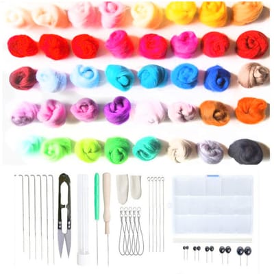 Kit de Feutrage à l'Aiguille Laine Couleurs Vives Doux Écologique Sûr Opération Facile Kit de Feutrage pour Enfants Parents Cadeau