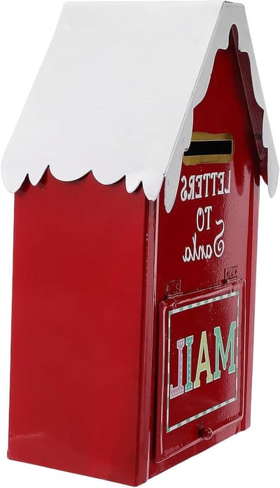 Metalen Brievenbus - Kerst Decoratie - Feestelijke Post - Met Slot - 25 cm Breed - Rood
